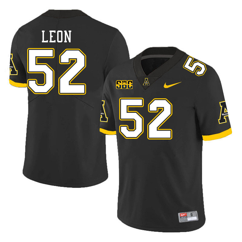 Men #52 Orlando Leon Appalachian State Mountaineers College Football Jerseys Stitched Sale-Black